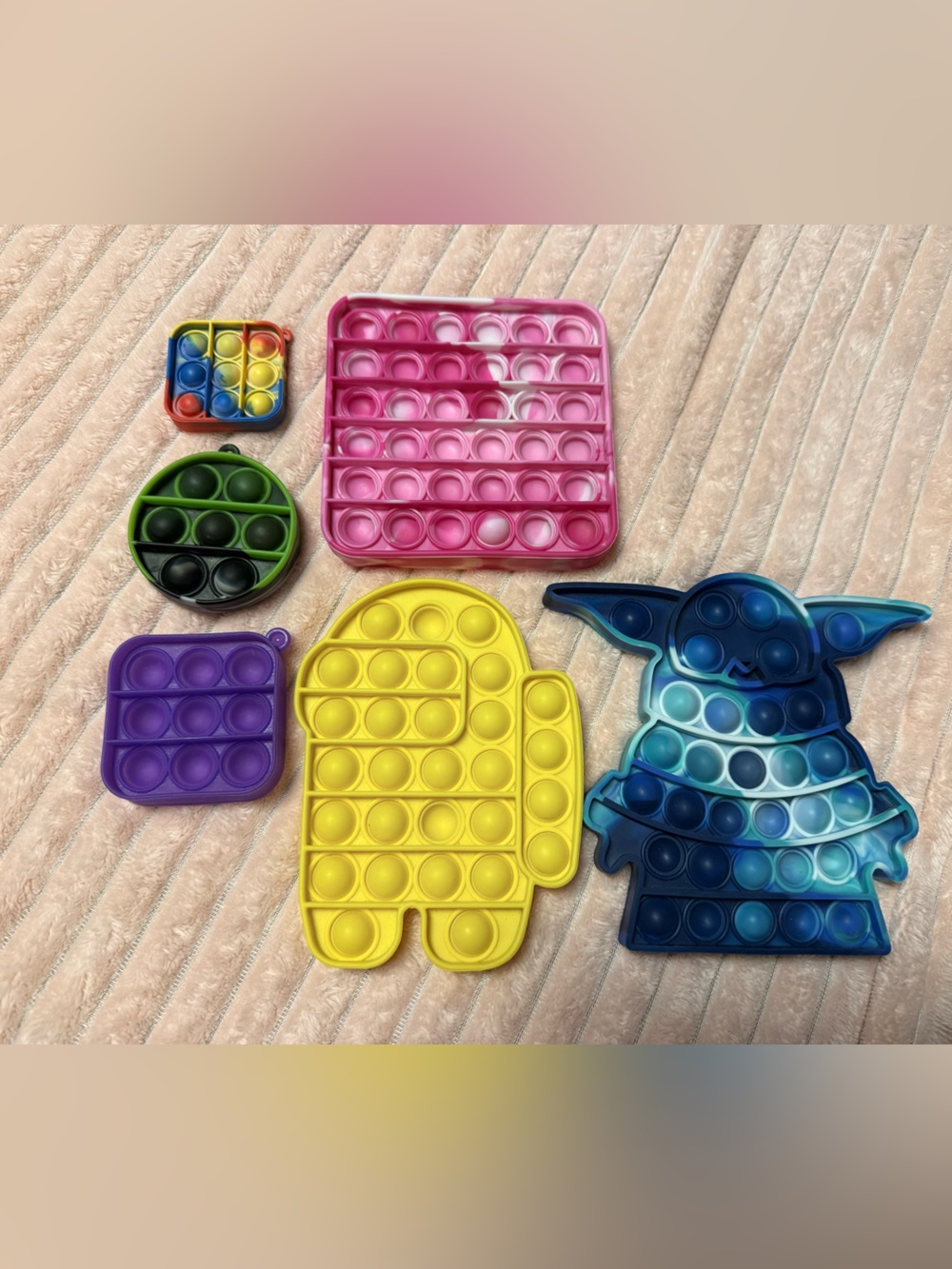 Assorted Kids Pop-It Sensory Fidget Toys - Yellow, Pink, Blue, Purple, Green